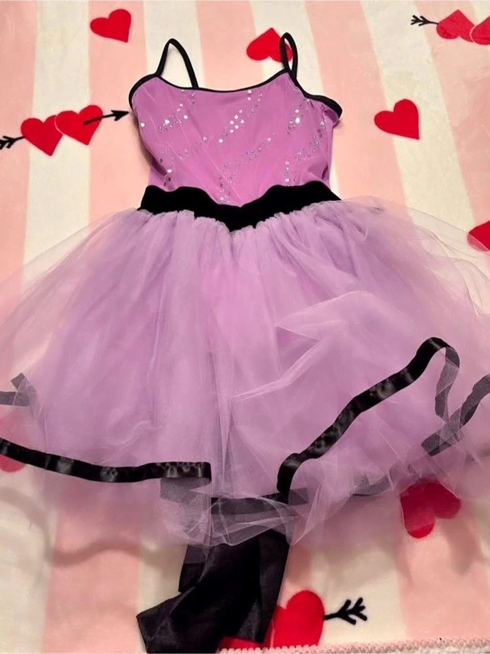 Girls Pink & Black Tulle Party Dress